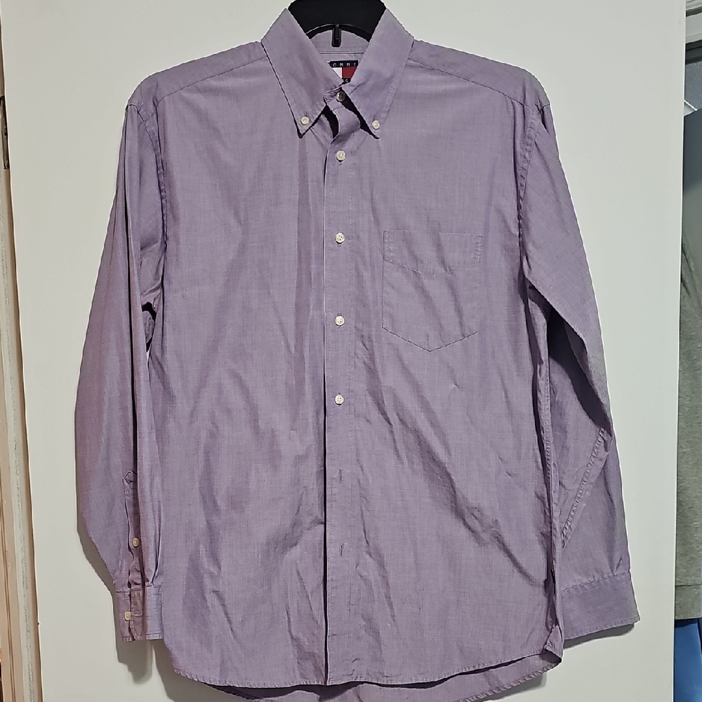 Tommy HILFIGER Men's Purple Button-Down Shirt SZ M Long SLEEVE